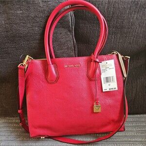 NWT Michael Kors MK Studio Mercer Large Leather Tote Bag handbag Bright Red $398